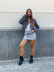 Mini gonna di jeans con brillantini 8956