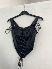 Corpetto con stringhe in ecopelle 19623