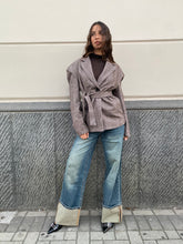 Jeans wide leg con piegone sabbiato 5028