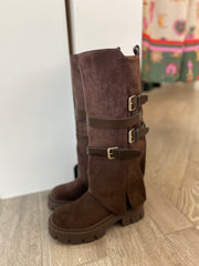 Stivale in camoscio con fibbie 9987