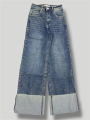 Jeans wide leg con piegone 8891