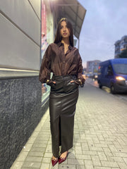 Gonna lunga ecopelle 9150