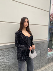 Blazer un bottone in paillettes 2991