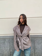 Blazer spigato con cintura in vita 251361