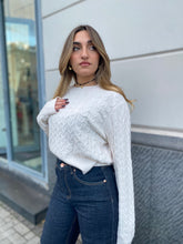 Maglione intrecciato lana rasata 2153