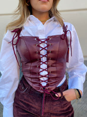 Corpetto con stringhe in ecopelle 19623