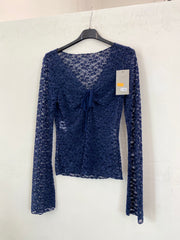 Cardigan velato con cuciture in vellutino 14212
