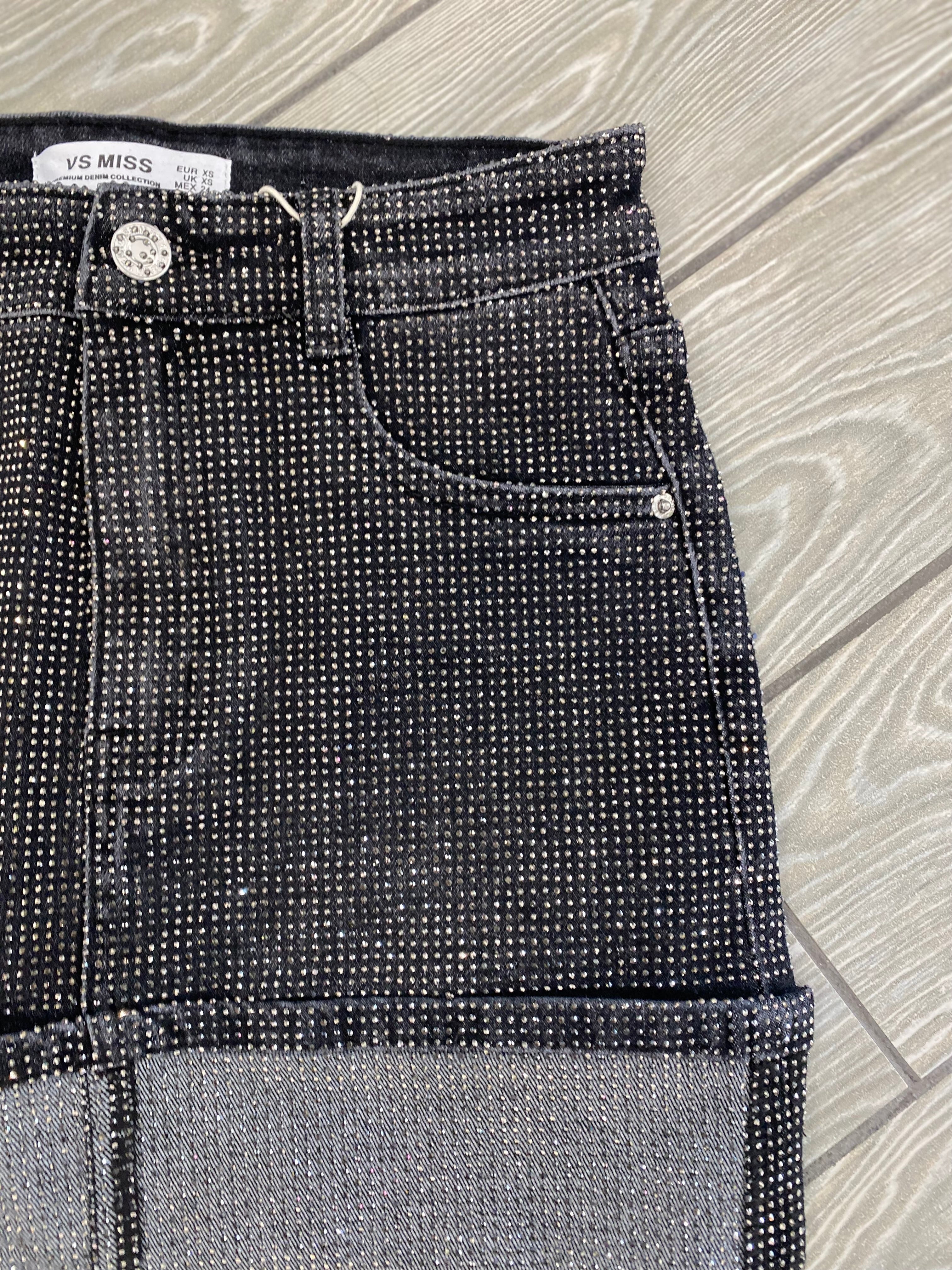 Mini gonna di jeans con brillantini 8958