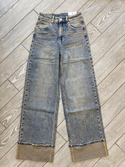 Jeans wide leg con piegone 3973