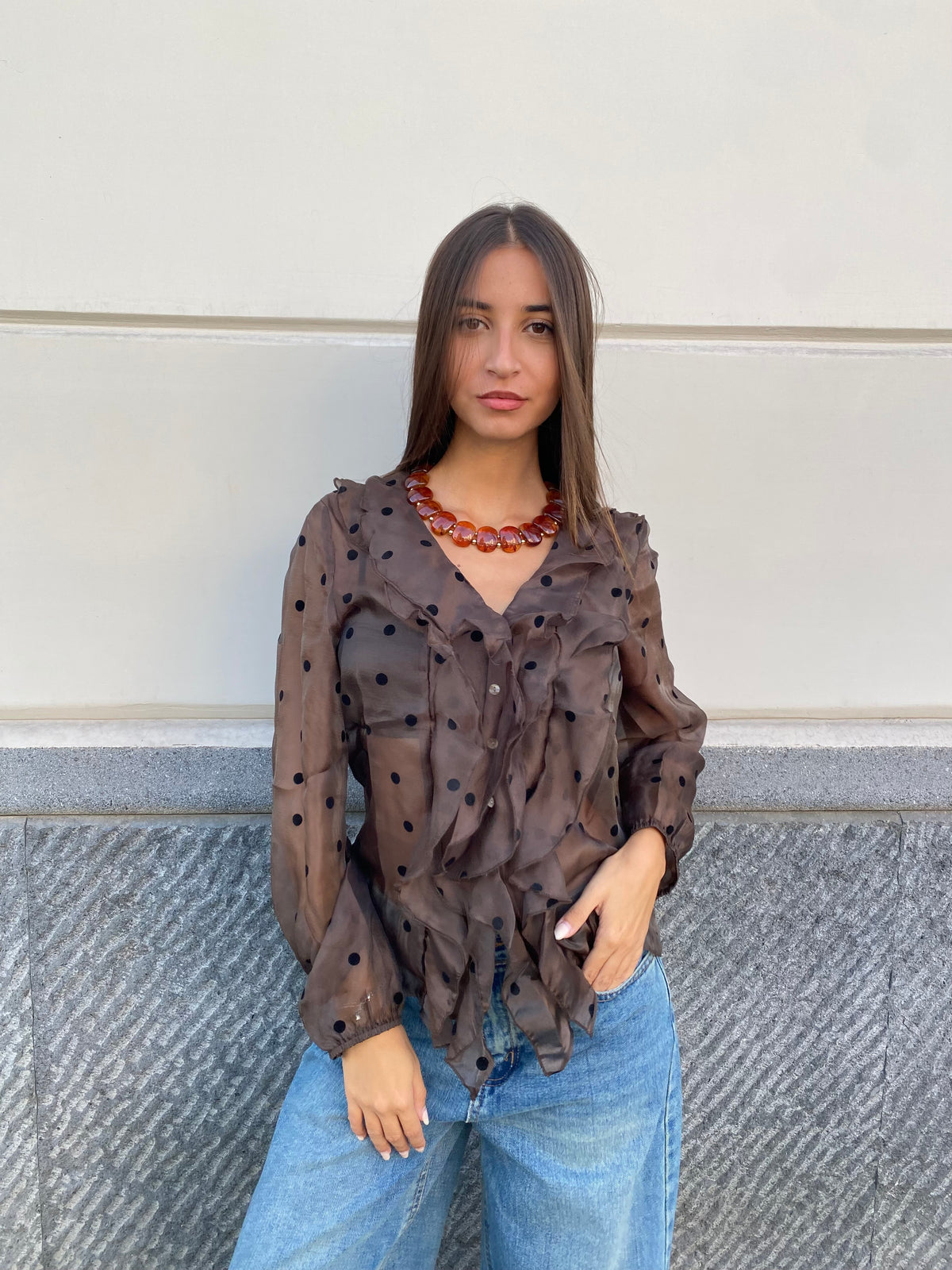 Camicia velata con pois 4233
