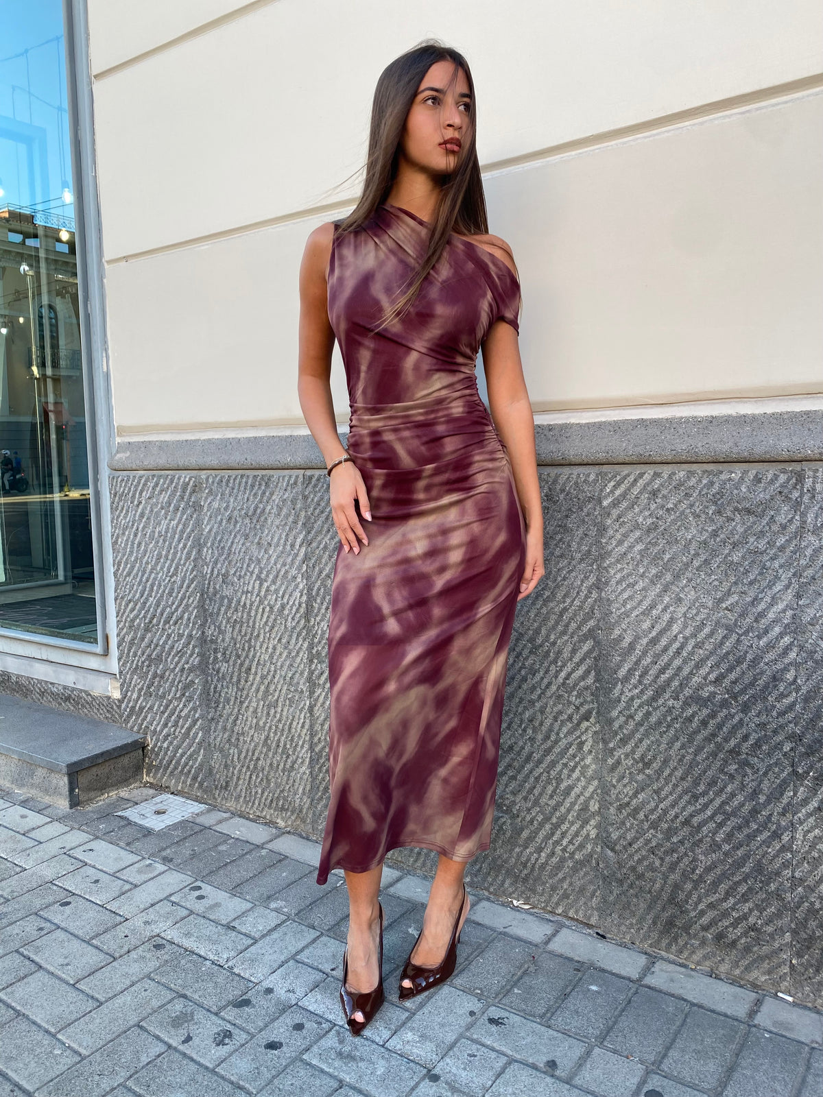 Abito velato drappeggiato 23473