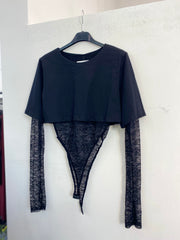 Body in pizzo con t-shirt 6025