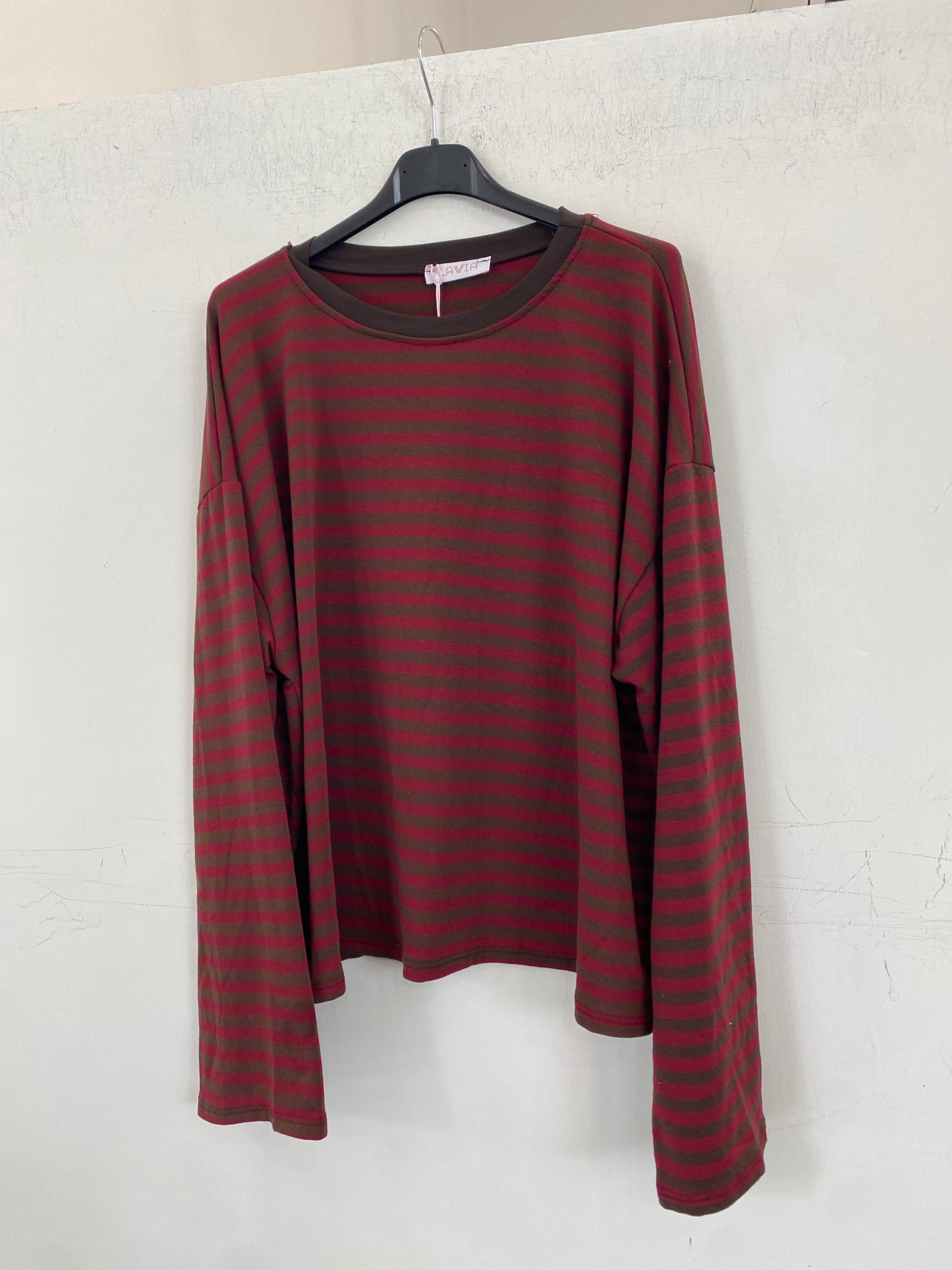 Maglia a righe in caldo cotone oversize 1109