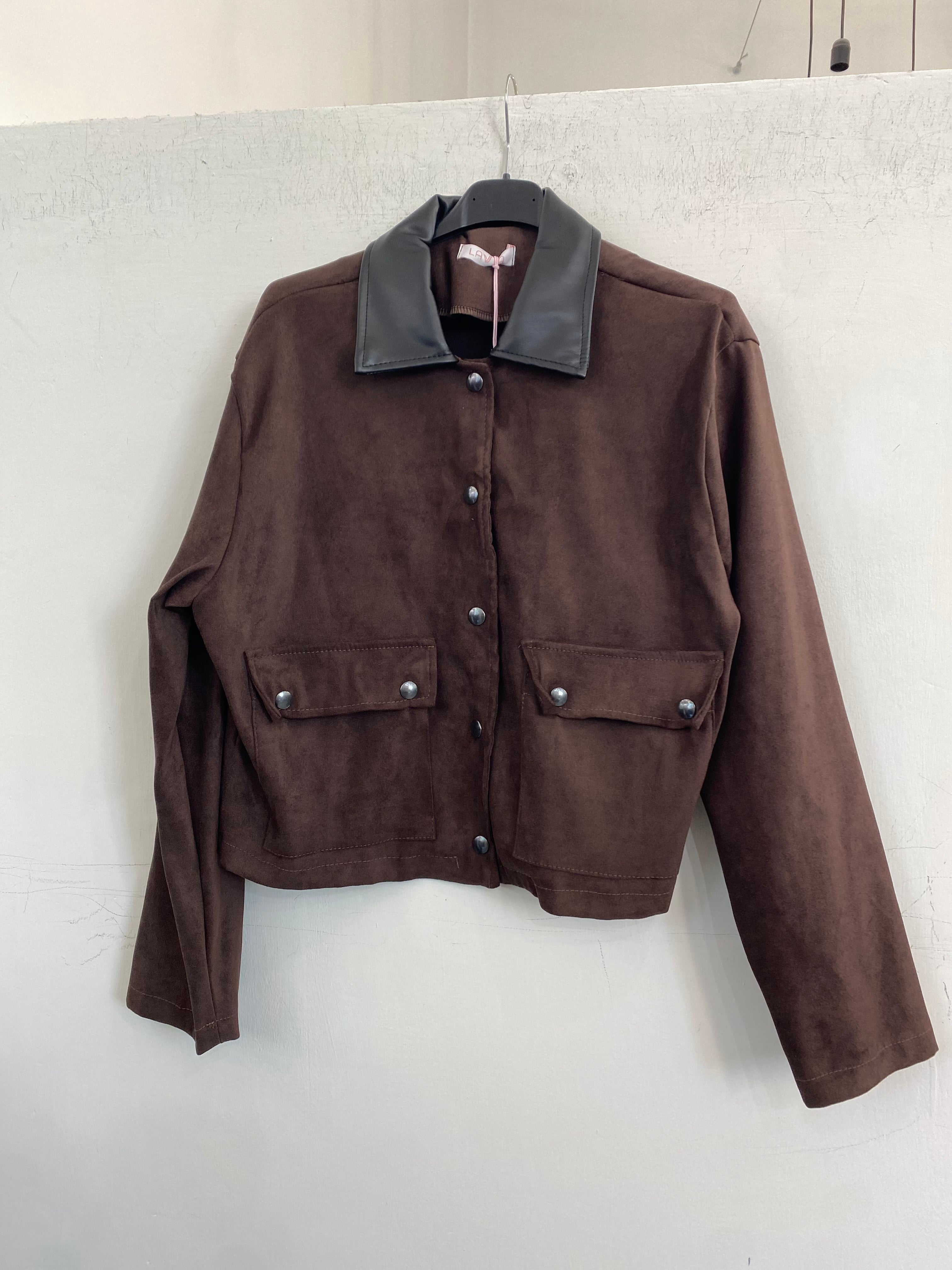 Jacket eco camoscio e colletto in ecopelle 50700