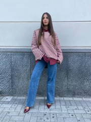 Maglia a righe in caldo cotone oversize 1109