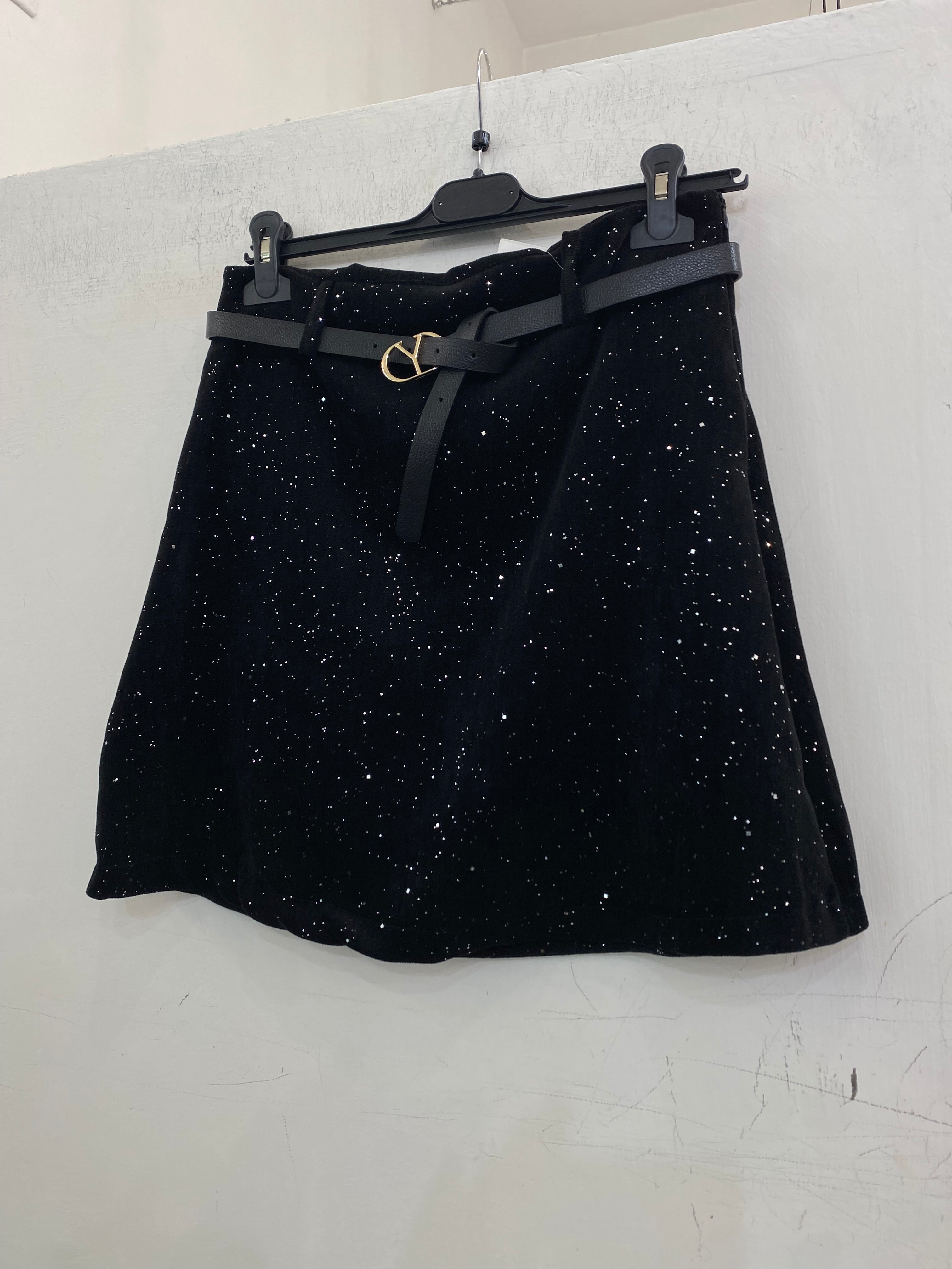 Gonna velluto lisci con paillettes 8009