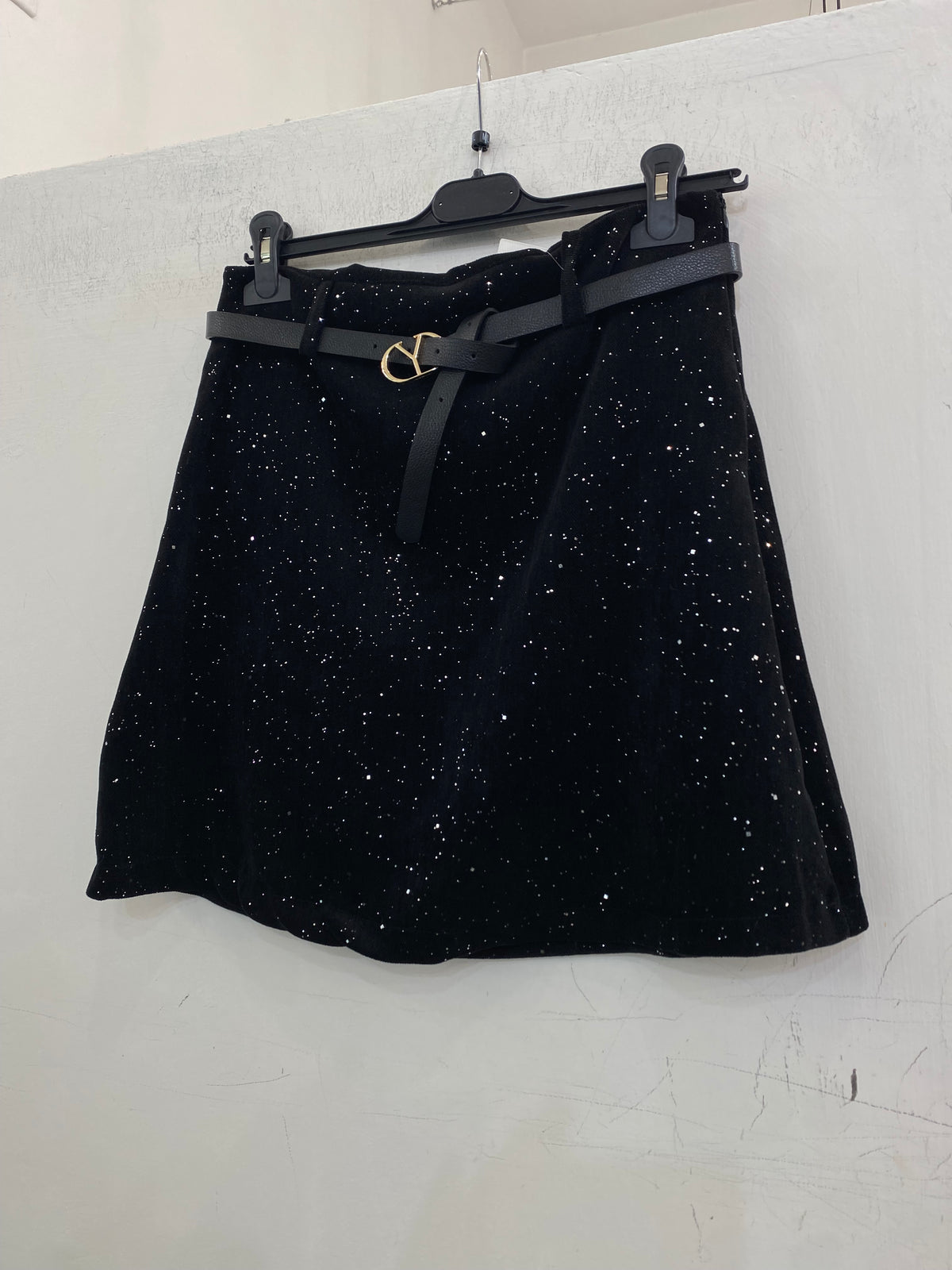 Gonna velluto lisci con paillettes 8009