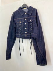Giubbino di jeans con manica ampia e lacci frontali 22075