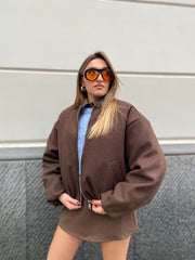 Cappottino in panno crop con zip 6809