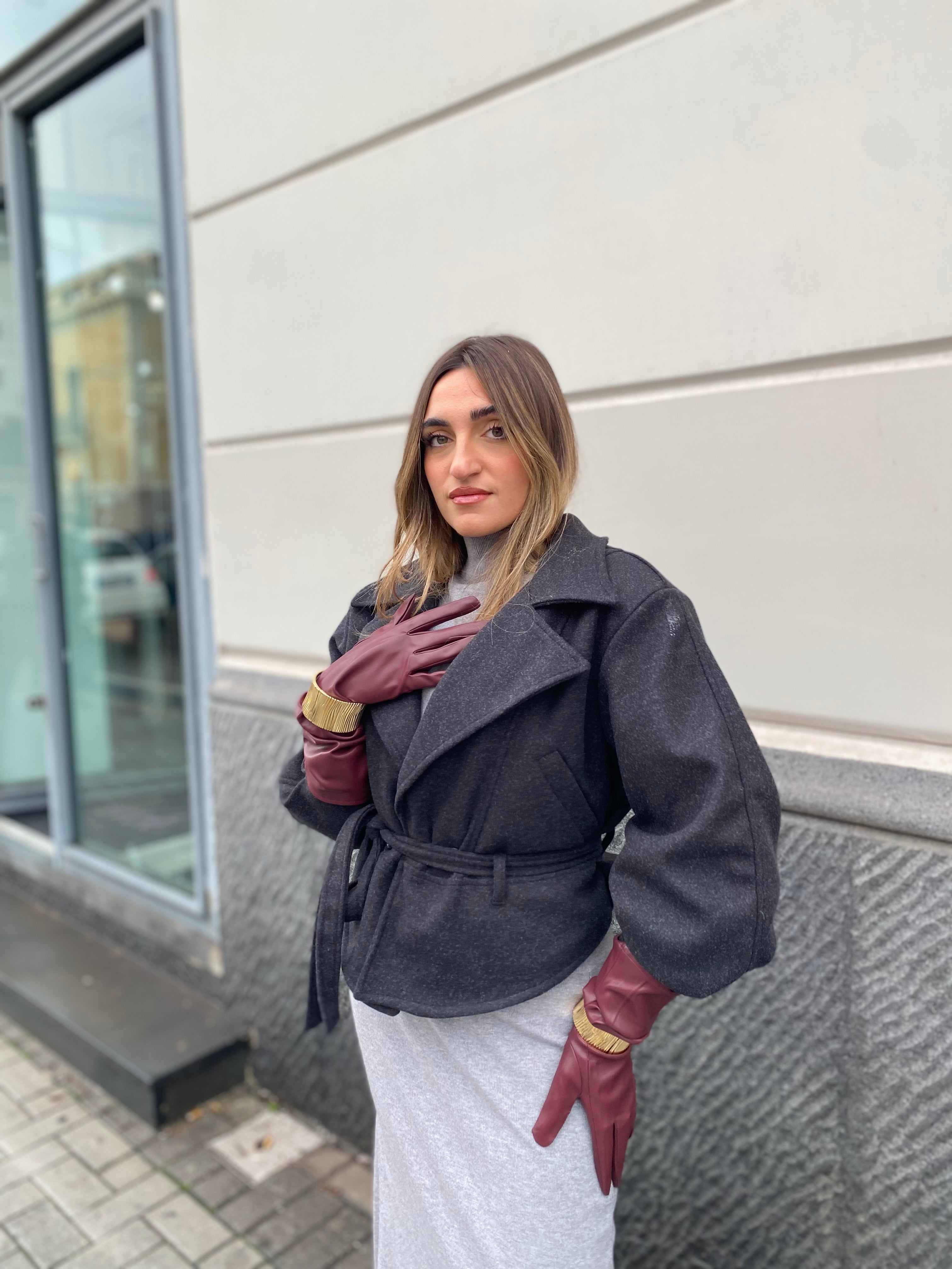 Cappotto corto con cintura 6801