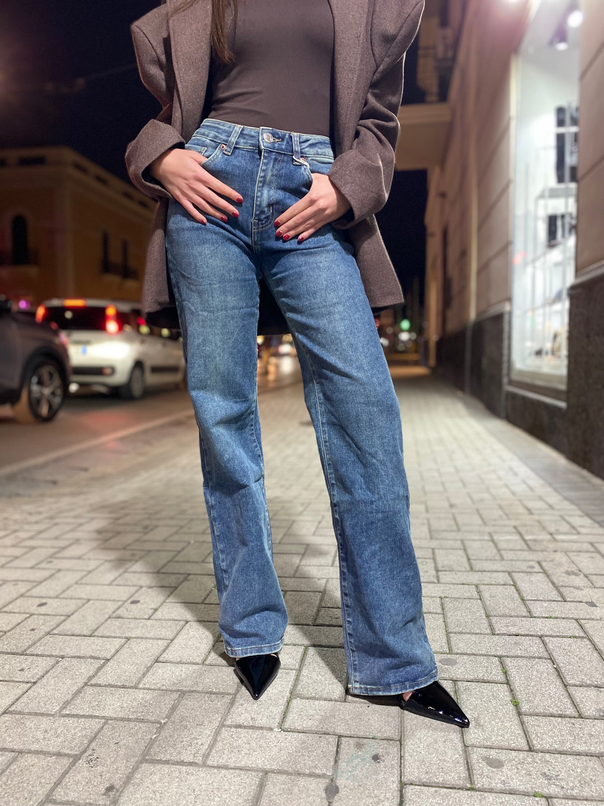 Jeans wide leg sabbiato 8907