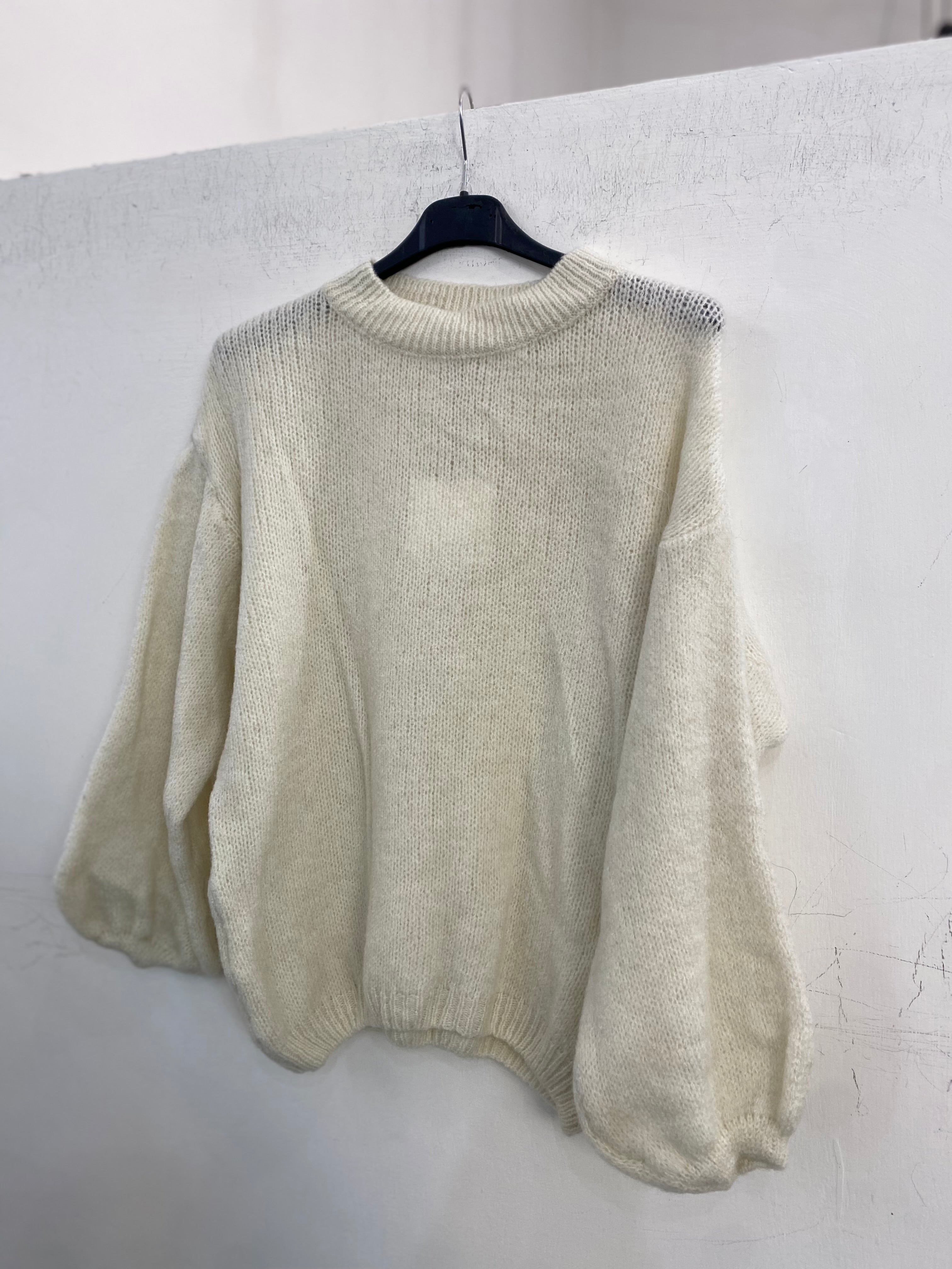 Pull girocollo manica a sbuffo 2412