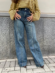 Jeans wide leg con cucitura frontale 8977
