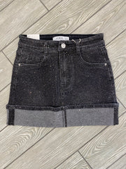 Mini gonna di jeans con brillantini 8958