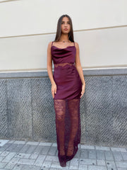 Abito pizzo e raso lungo 321