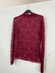 Maglia velata ricamata con mezzo collo 17178