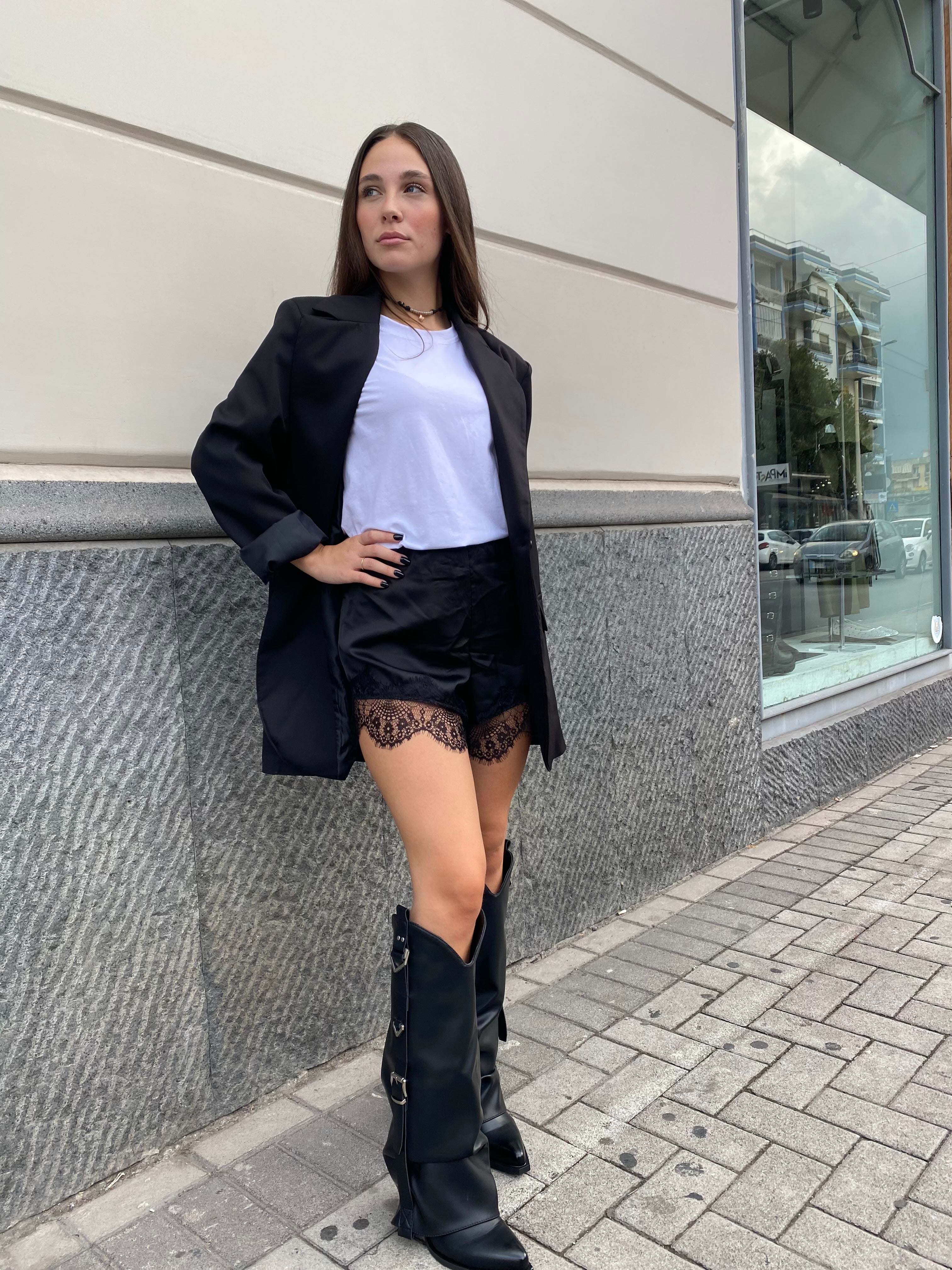Short pizzo e raso 7920