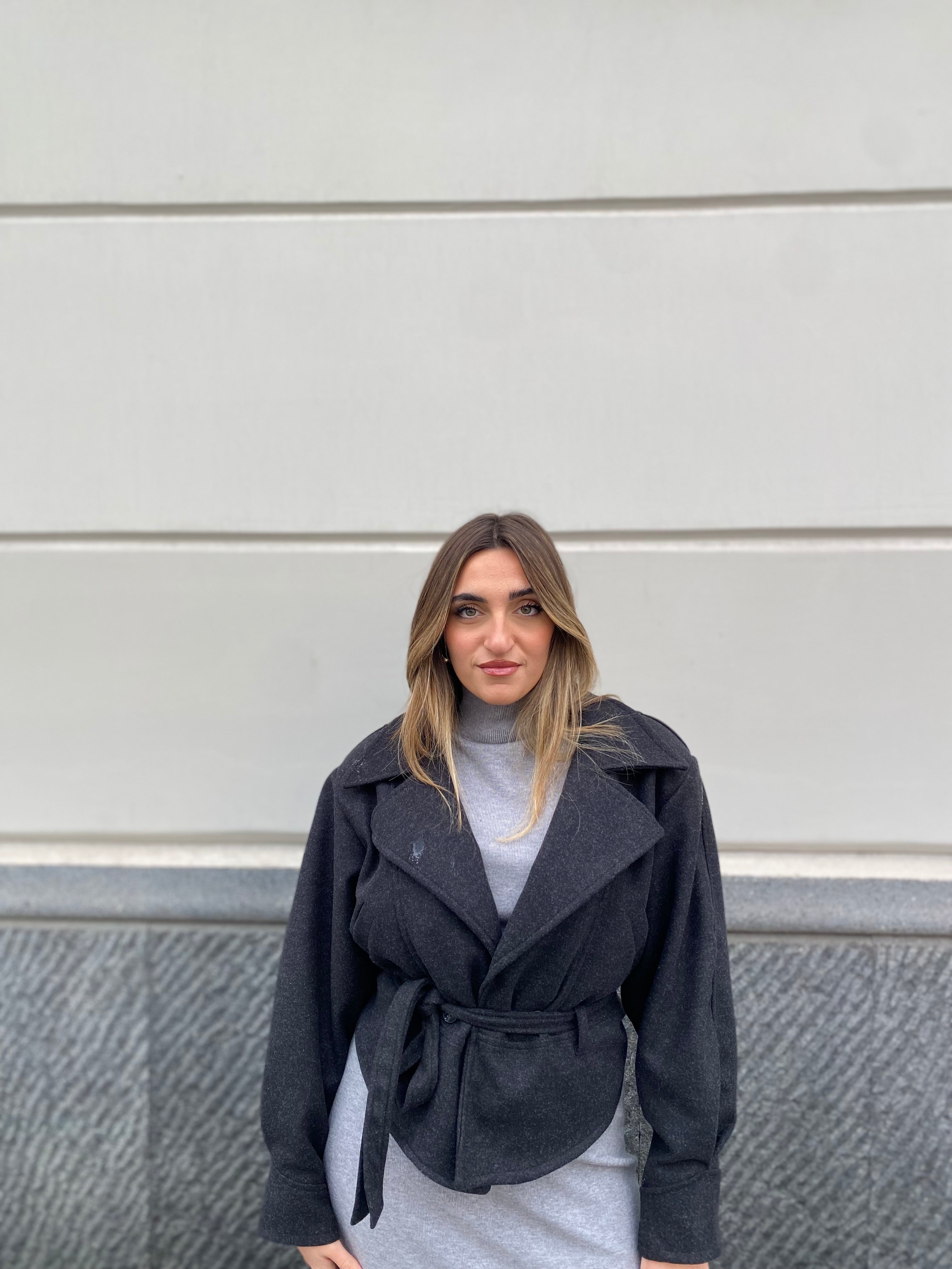 Cappotto corto con cintura 6801