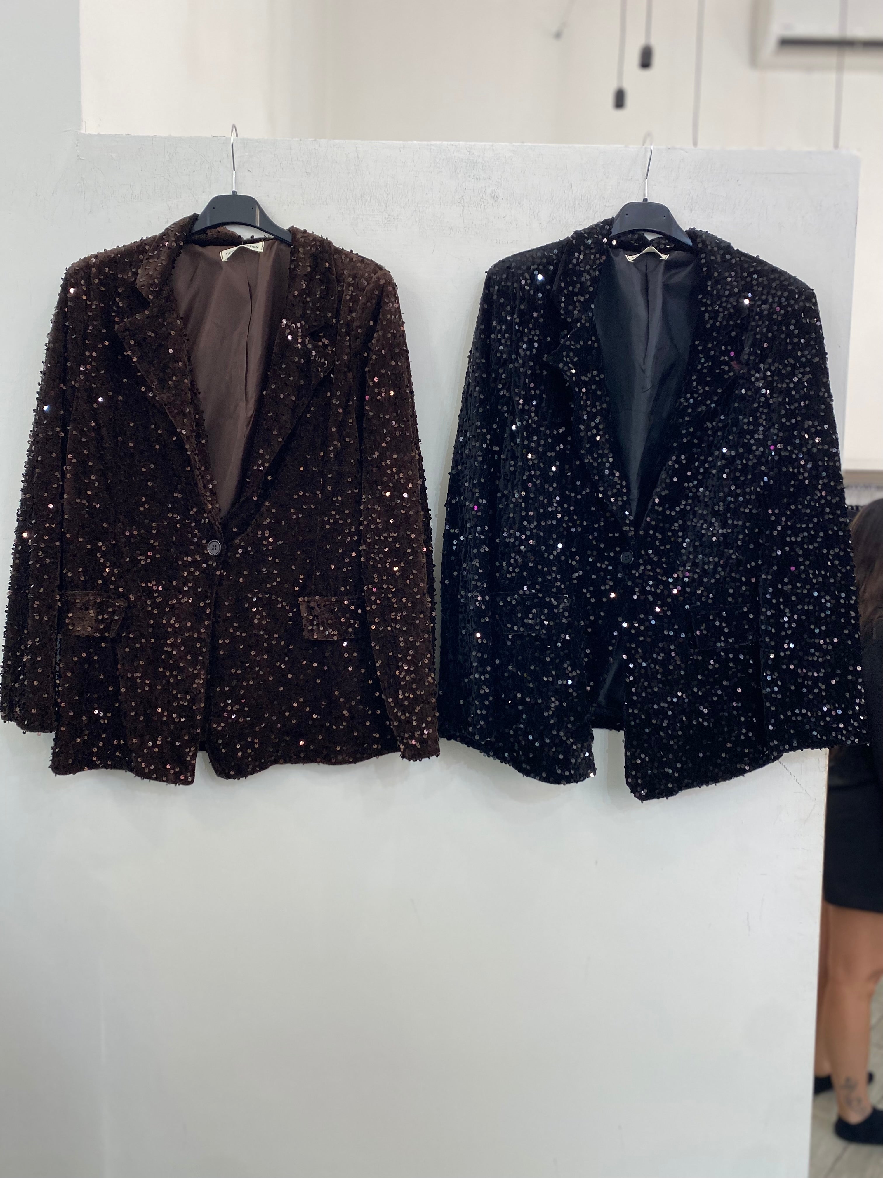 Blazer un bottone in paillettes 2991