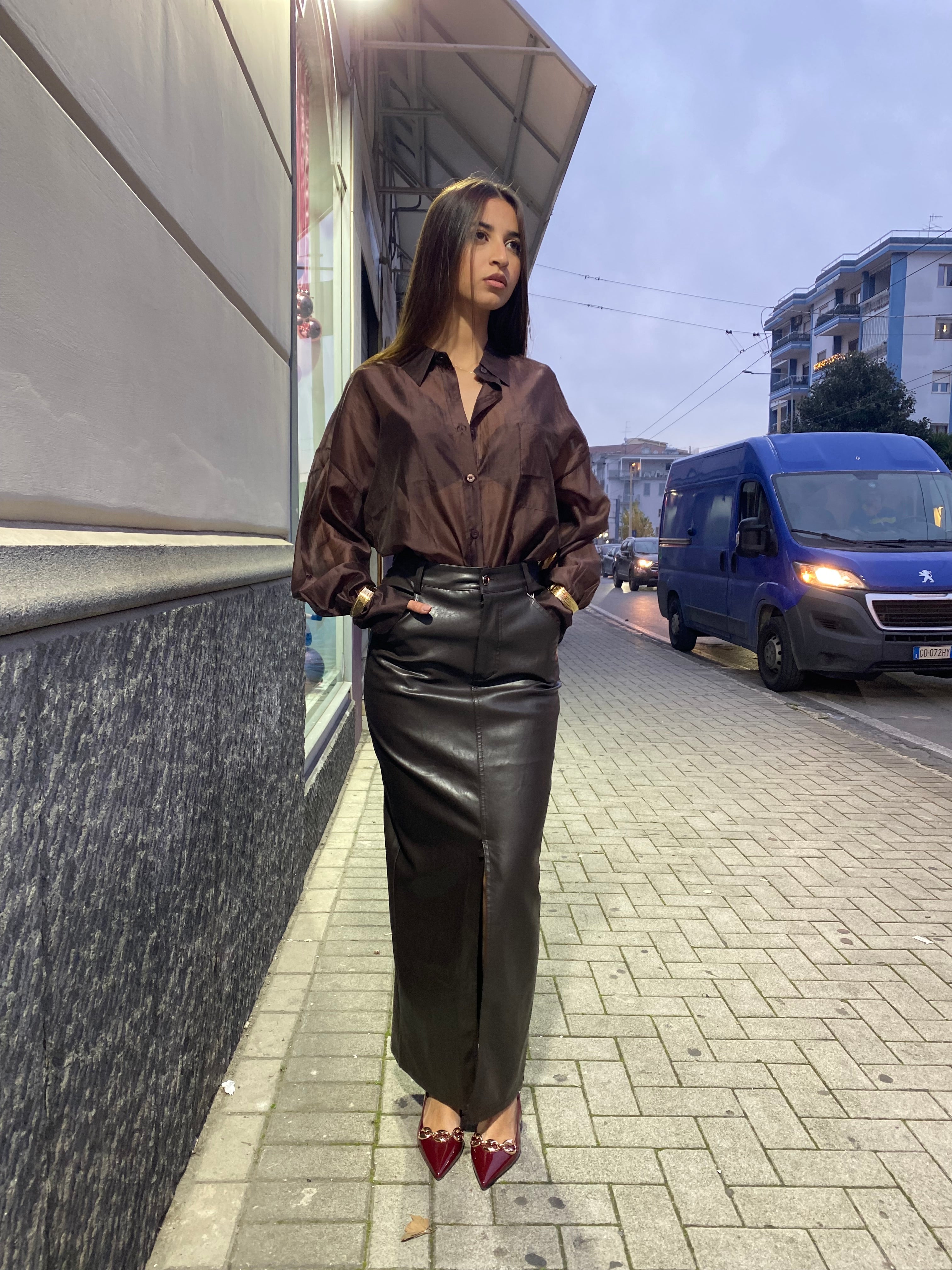 Gonna lunga ecopelle 9150