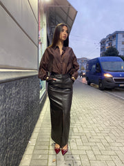 Gonna lunga ecopelle 9150