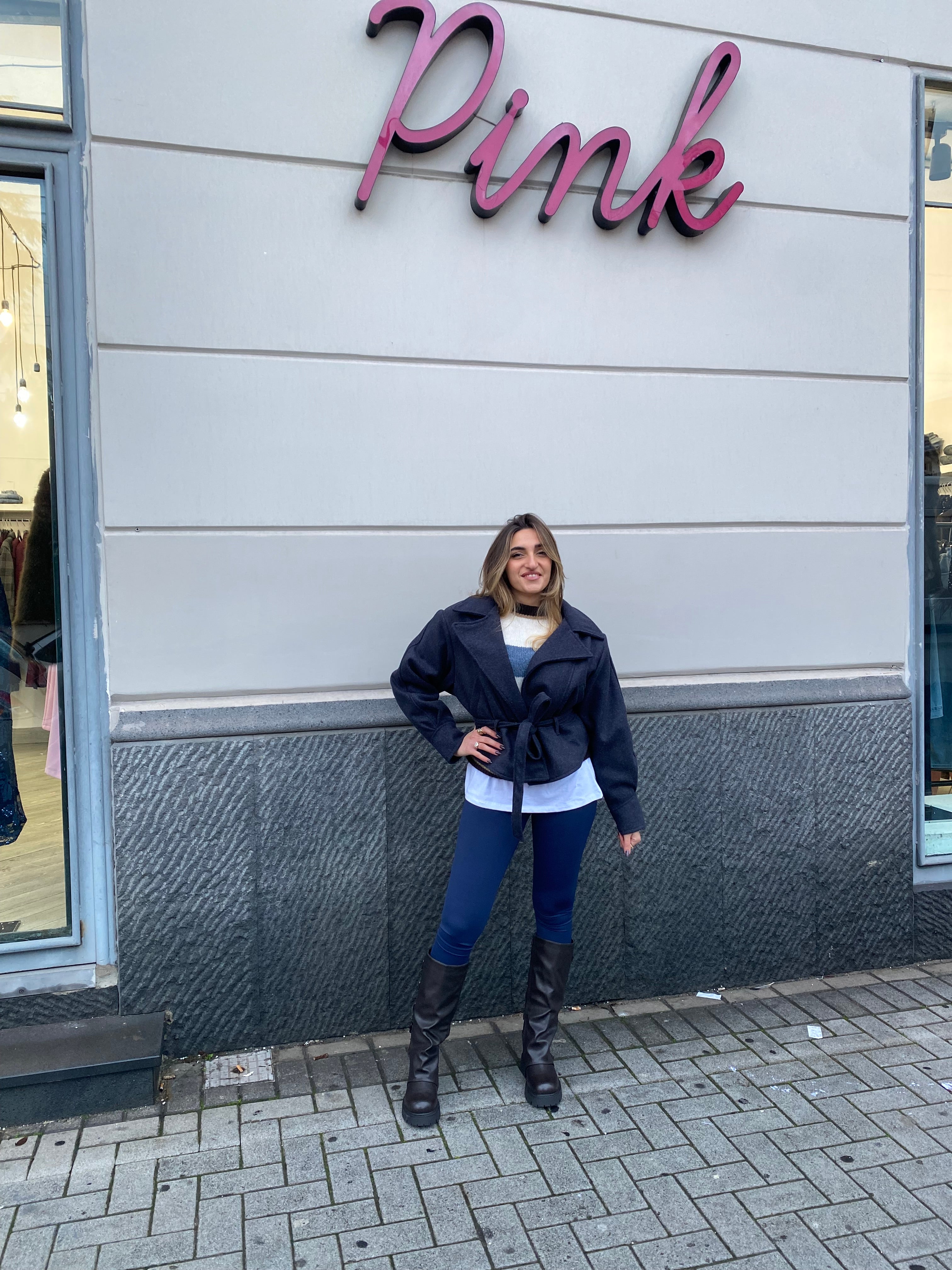 Cappotto corto con cintura 6801