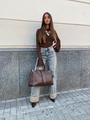 Jeans wide leg con piegone 3973