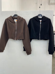 Felpa crop con cappuccio 39605