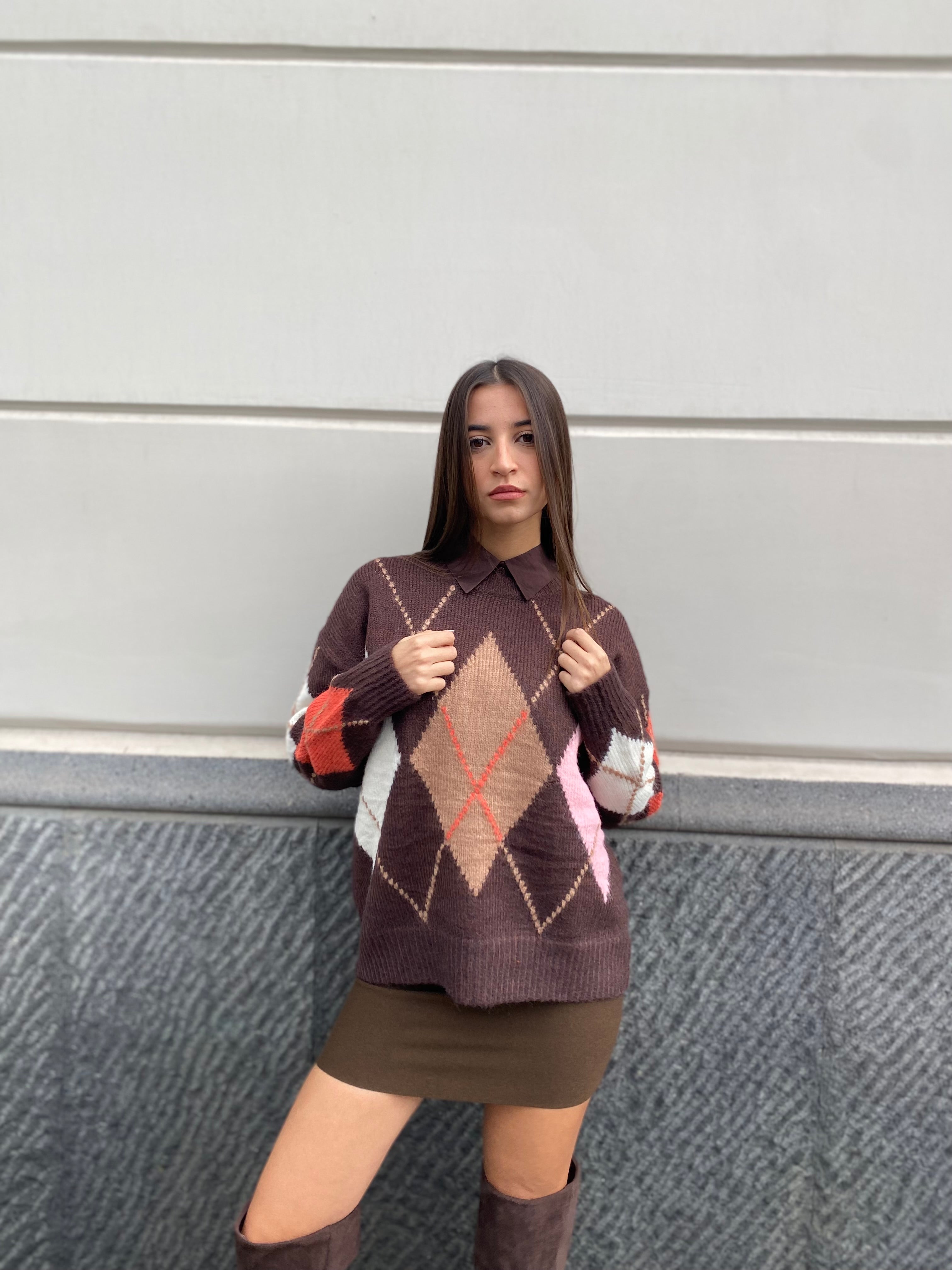 Maglione con rombi 7225