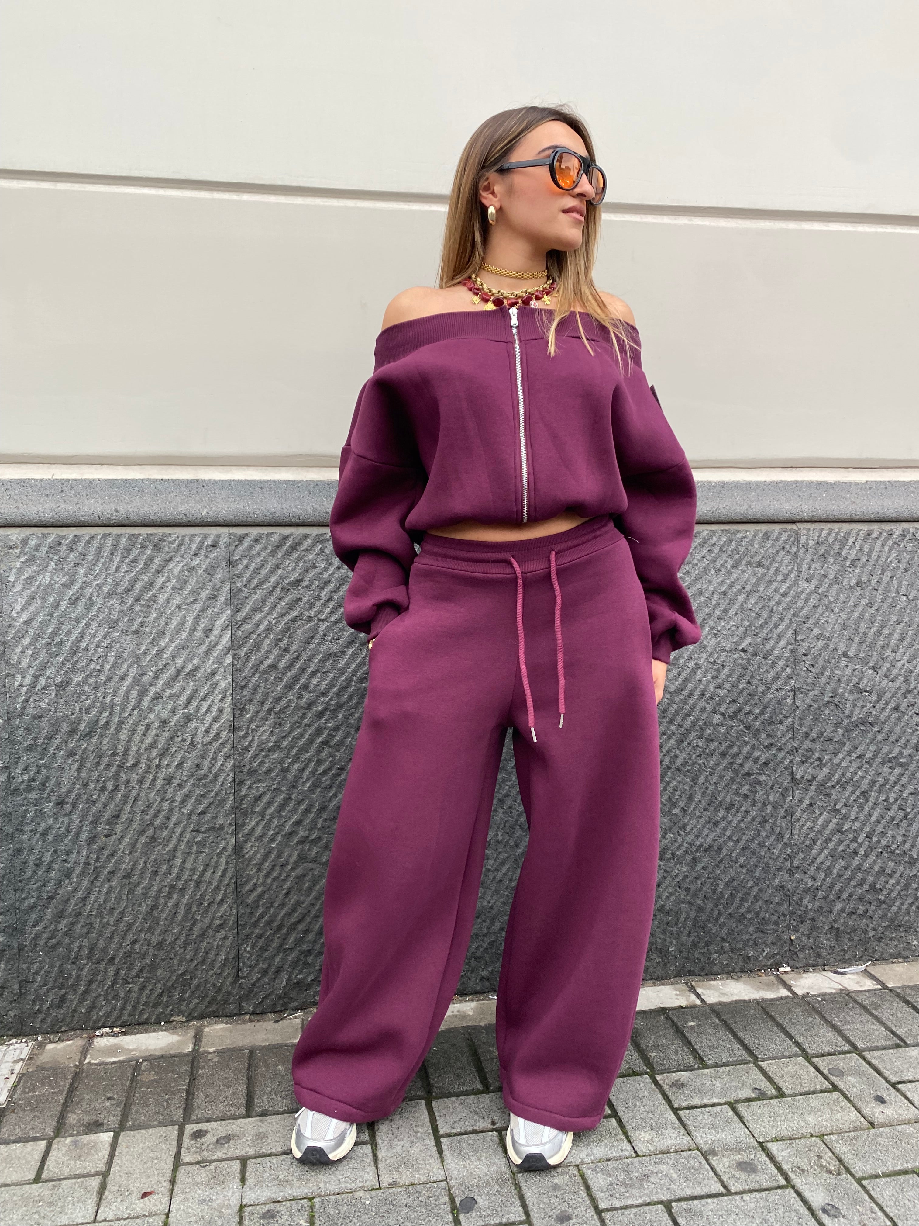 Felpa scollo a barca con zip 97101