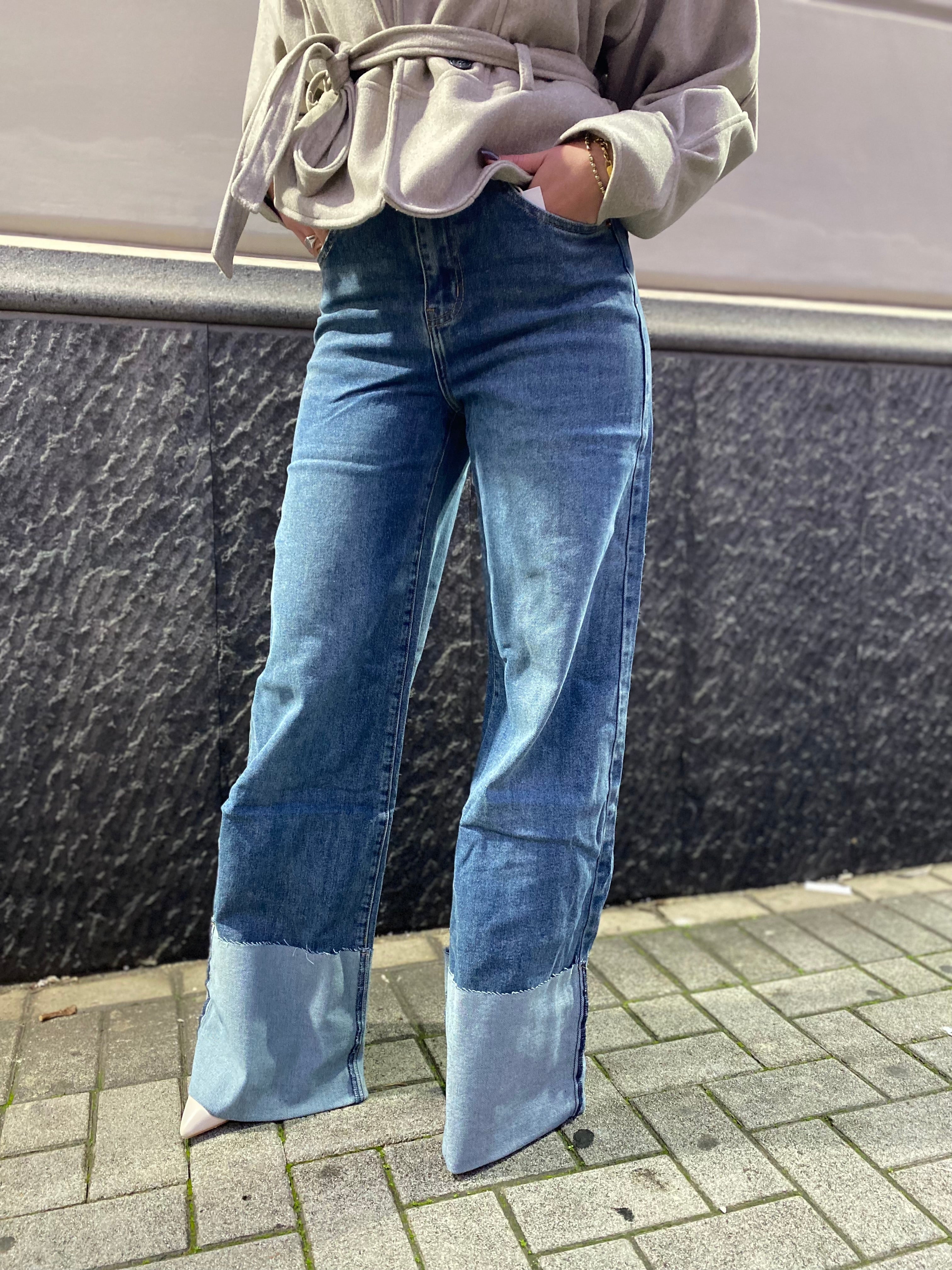 Jeans wide leg con piegone 8891