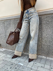 Jeans wide leg con piegone 3973