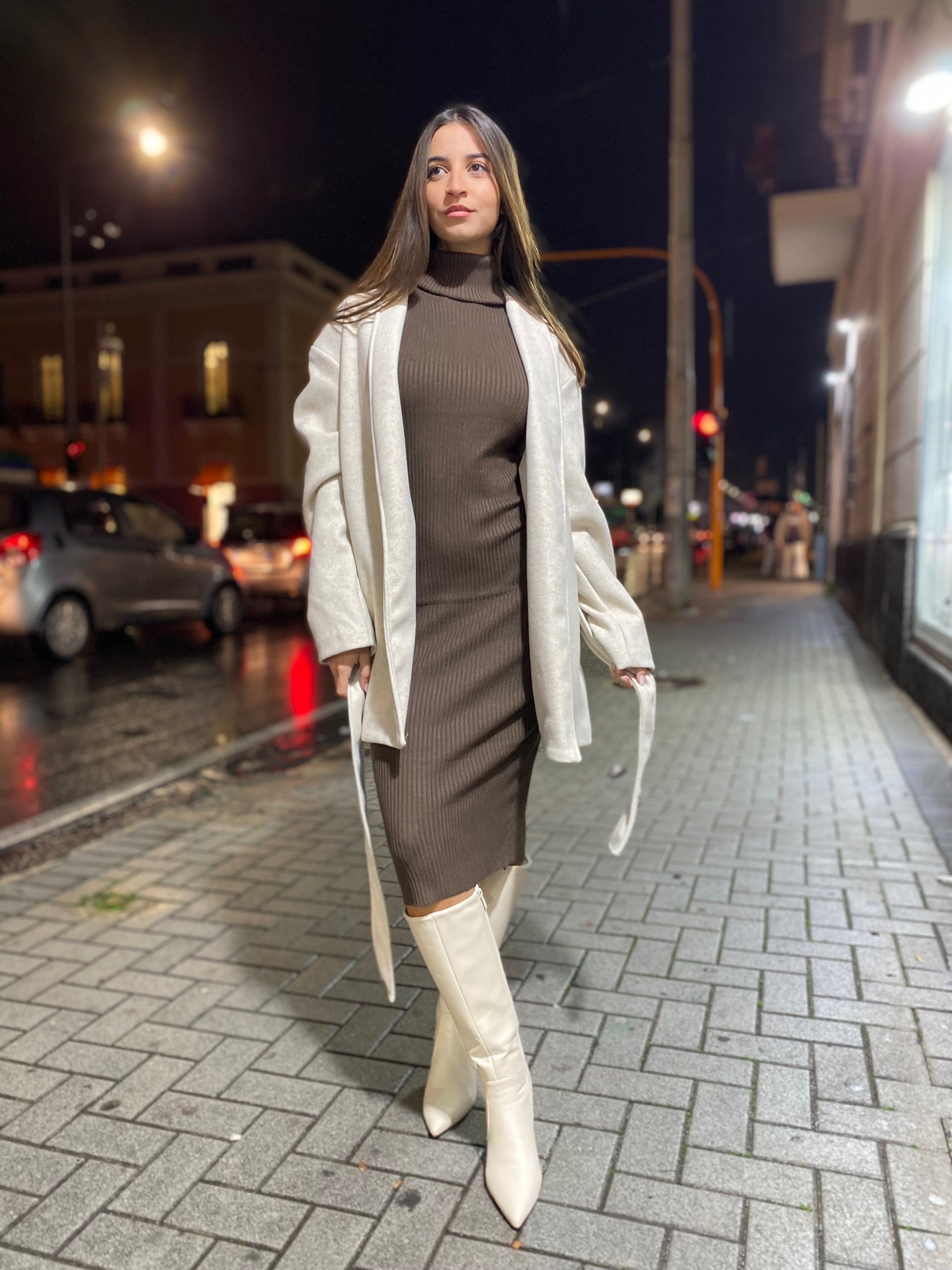 Abito di maglia a costine elasticizzato 2019