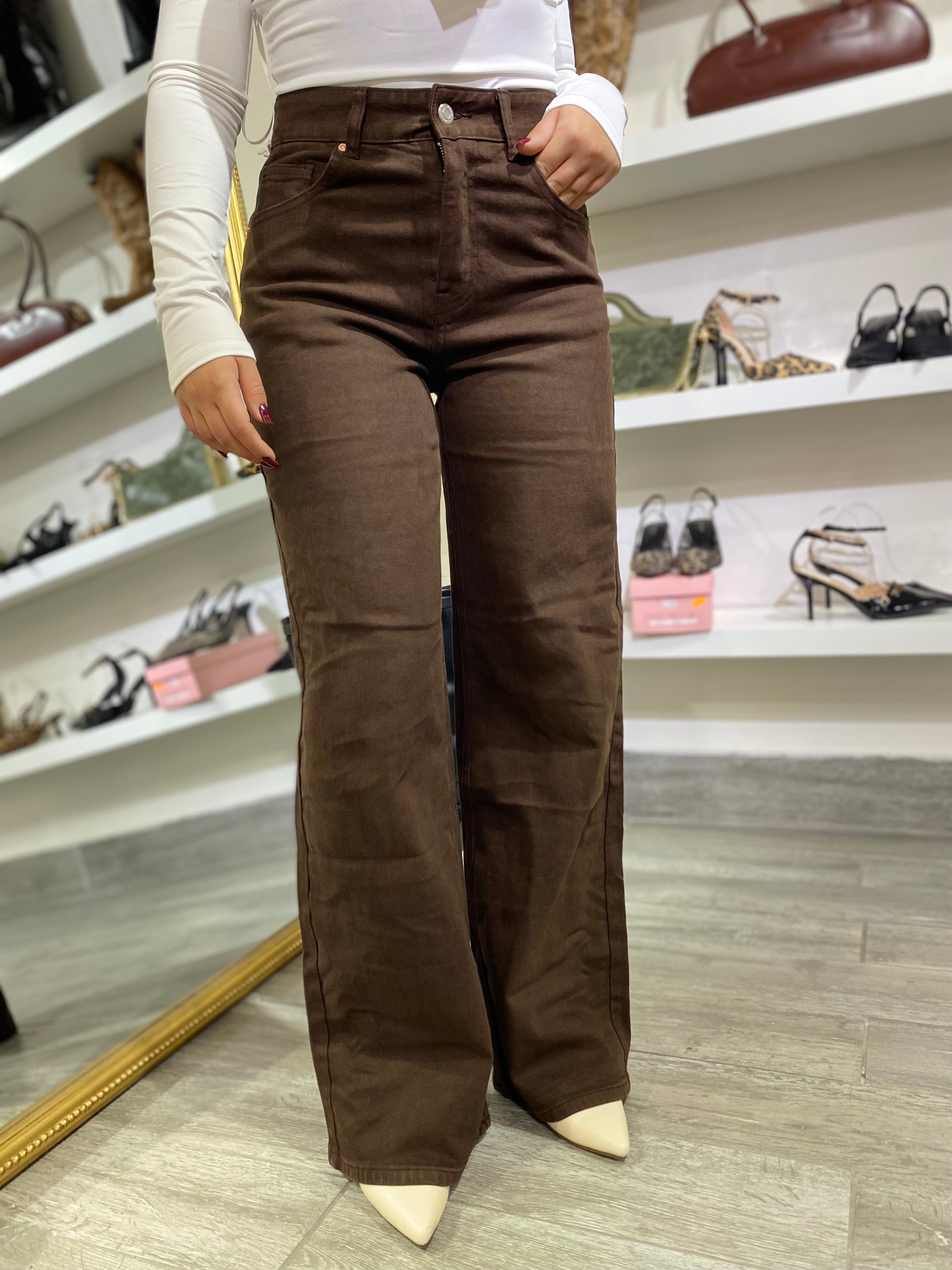 Jeans wide leg palazzo marrone 5150