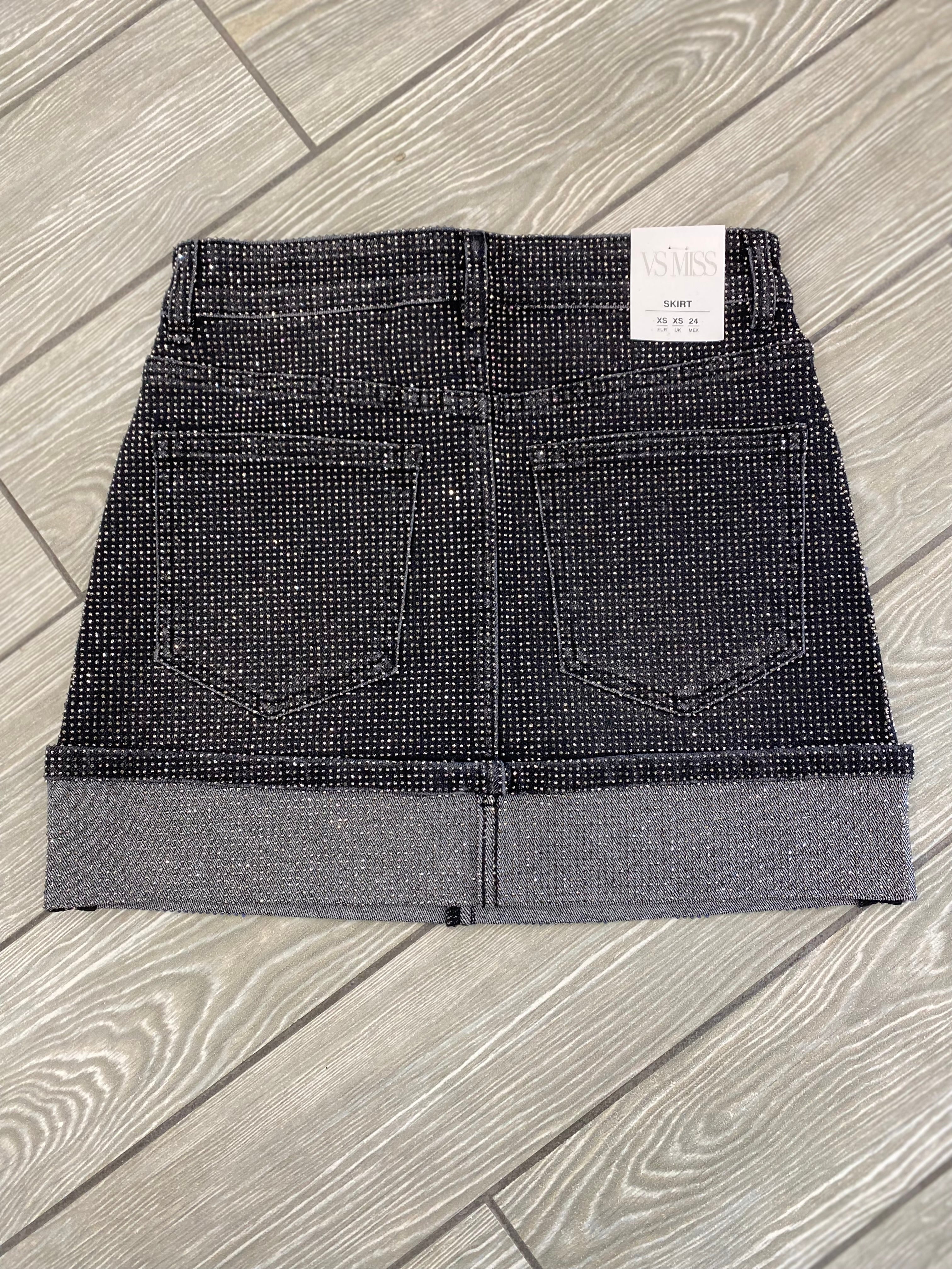 Mini gonna di jeans con brillantini 8958