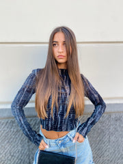 Maglia velata con inserti in vellutino 15367