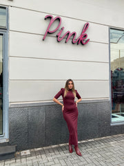 Abito lungo elasticizzato con spalline 27333