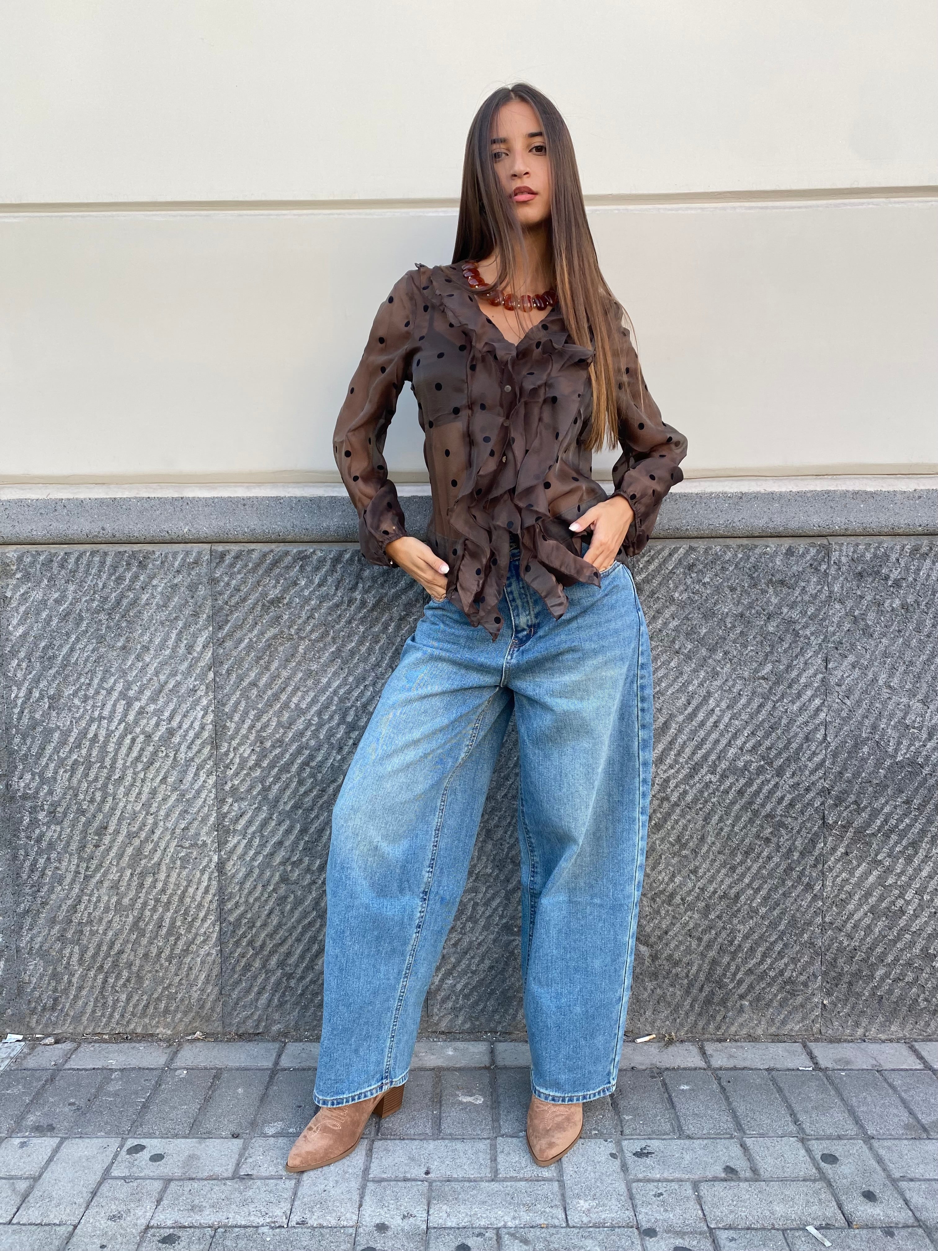 Camicia velata con pois 4233