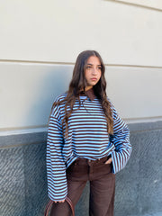 Maglia a righe in caldo cotone oversize 1109