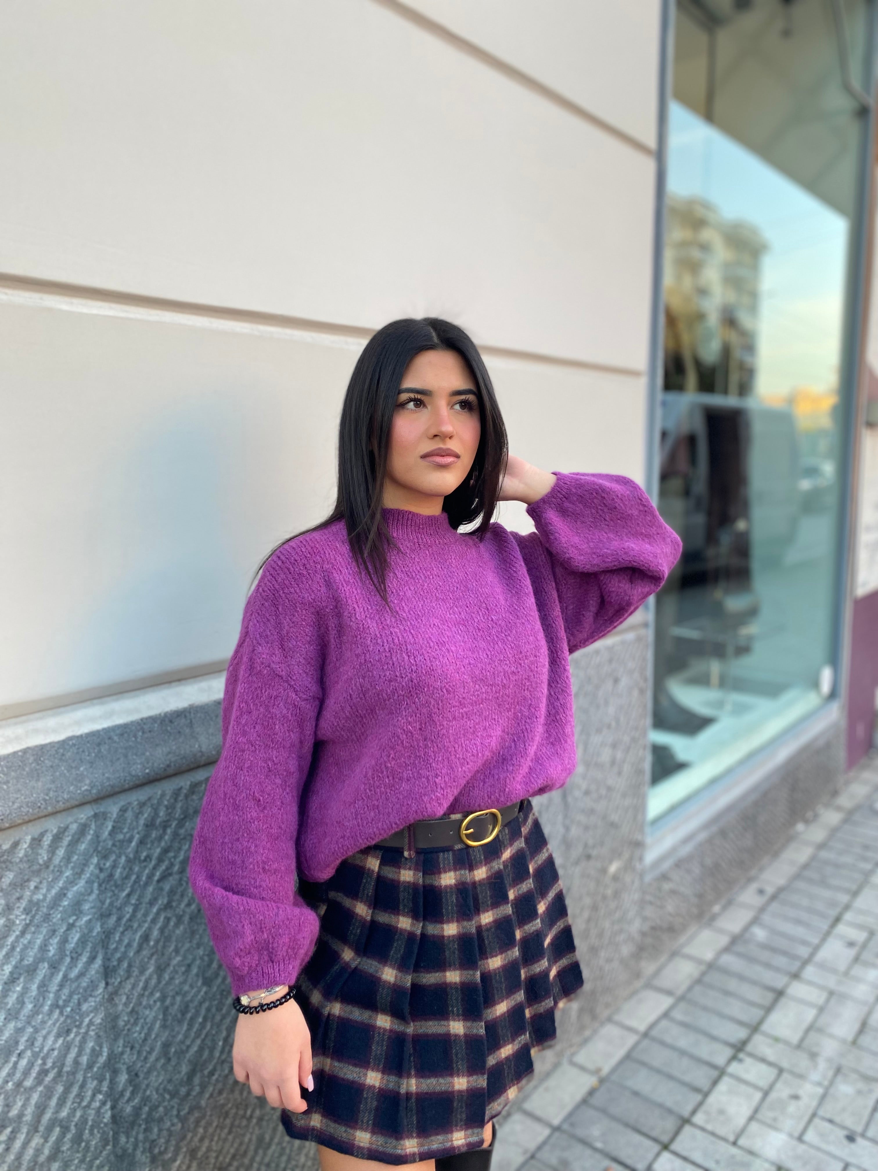 Pull girocollo manica a sbuffo 2412